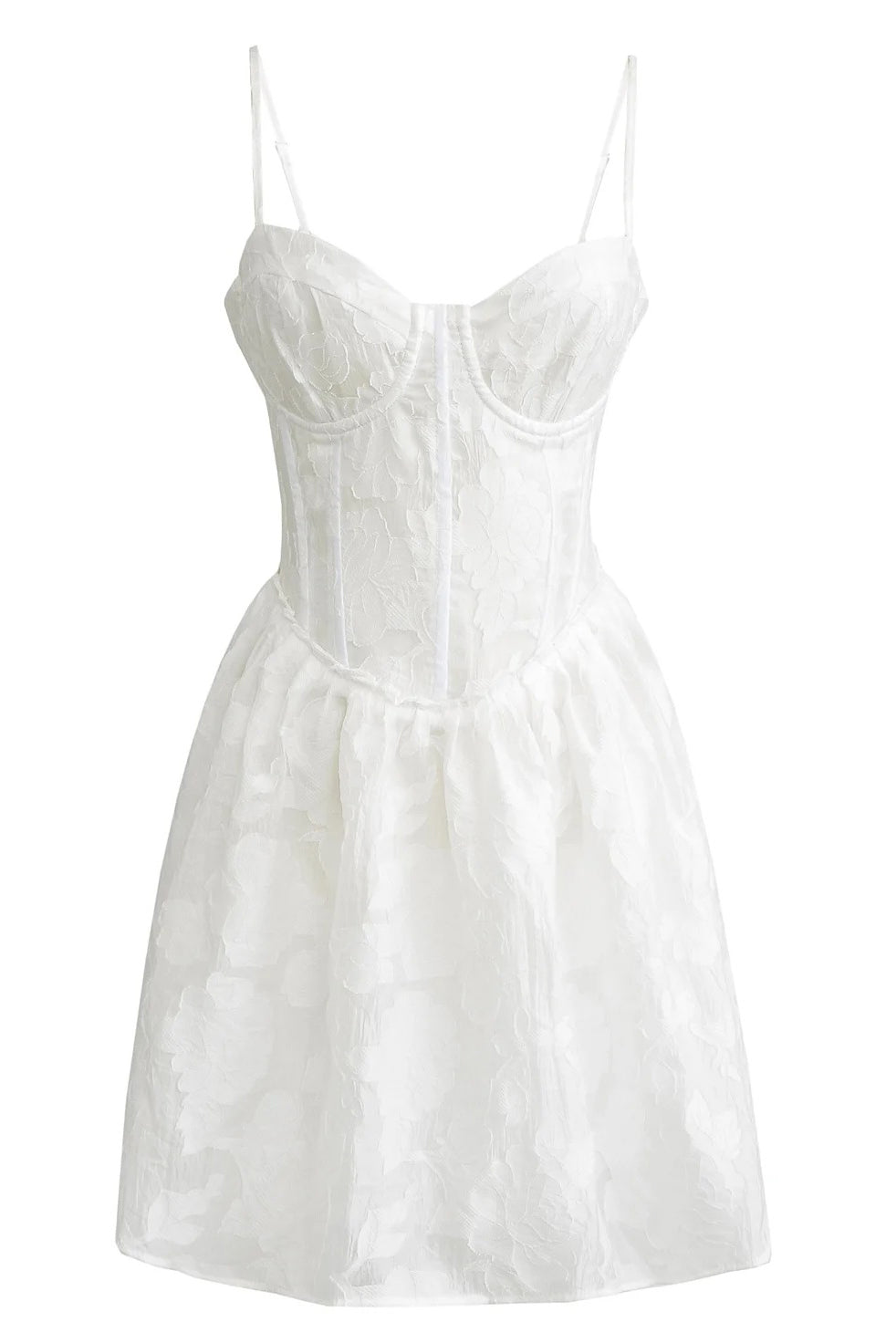 White Jacquard Weave Corset Mini Dress